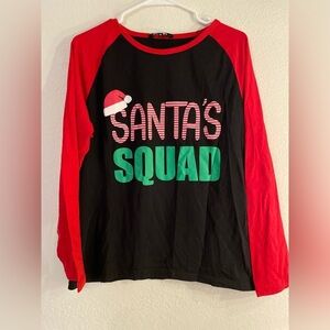 Santa's Squad Red and Black Long Sleeve Shirt size XL